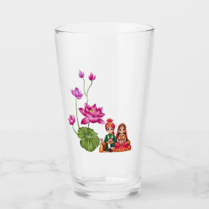 Lotus, bride och groom bild glaskopp