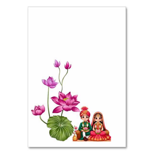 Lotus, brud och brudgumme bild bordsnummer (Framsidan)