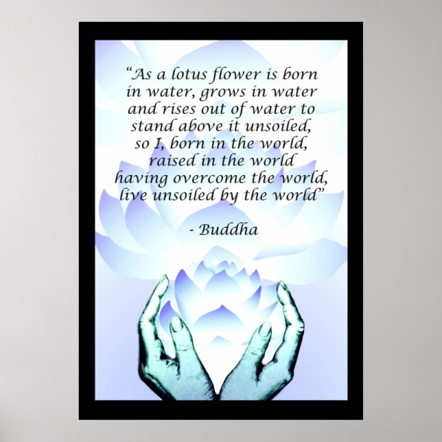 Lotus Buddha Flower Quote Blue Poster 2 (Framsidan)