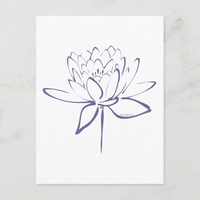 Lotus Calligraphy (blå) Vykort (Framsida)