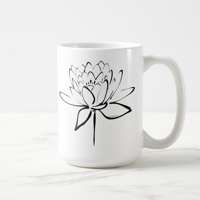 Lotus Calligraphy (Black) Kaffemugg (Höger)