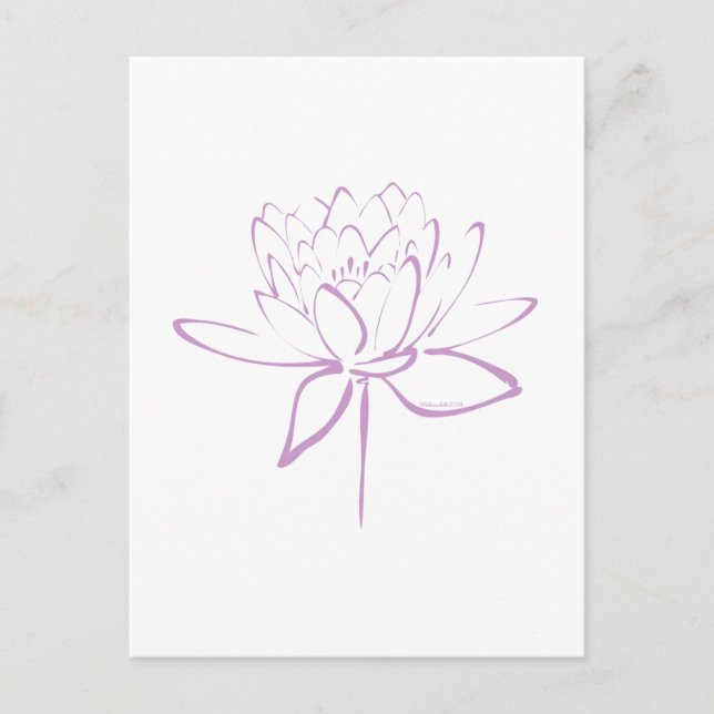 Lotus Calligraphy (Lavender) Vykort (Framsida)
