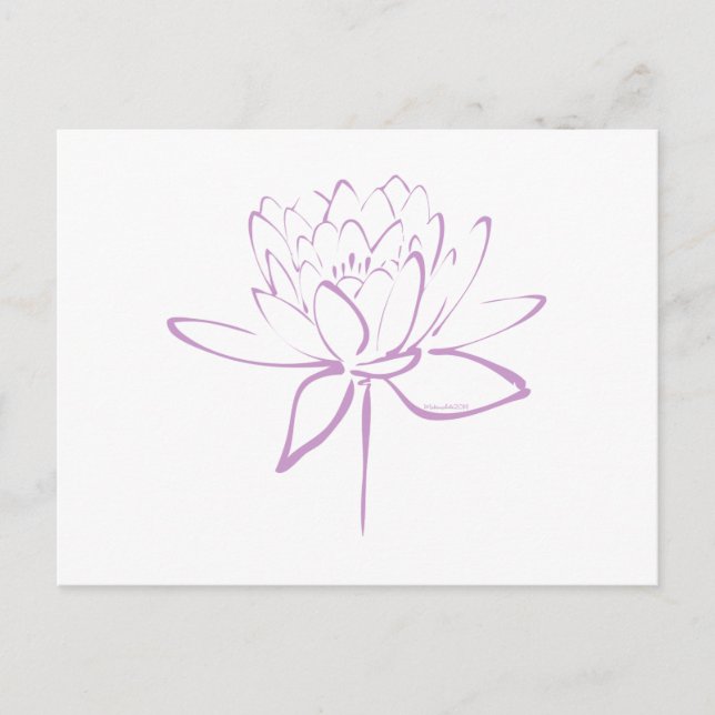 Lotus Calligraphy (Lavender) Vykort (Framsida)