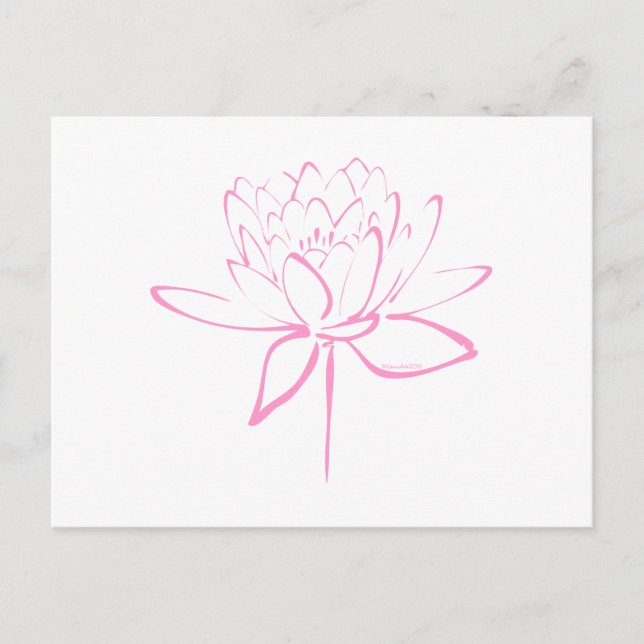 Lotus Calligraphy (Rosa) Vykort (Framsida)