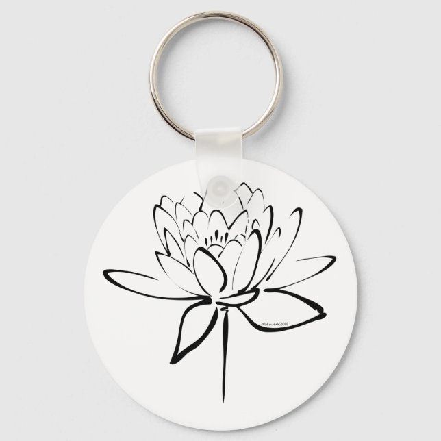 Lotus Calligraphy (svart) Nyckelring (Framsida)