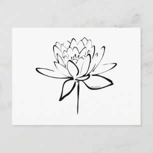 Lotus Calligraphy (svart) Vykort