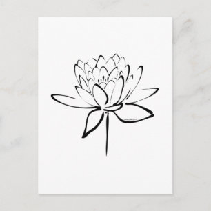 Lotus Calligraphy (svart) Vykort