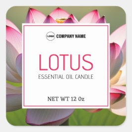 Lotus Candle-etikett Fyrkantigt Klistermärke