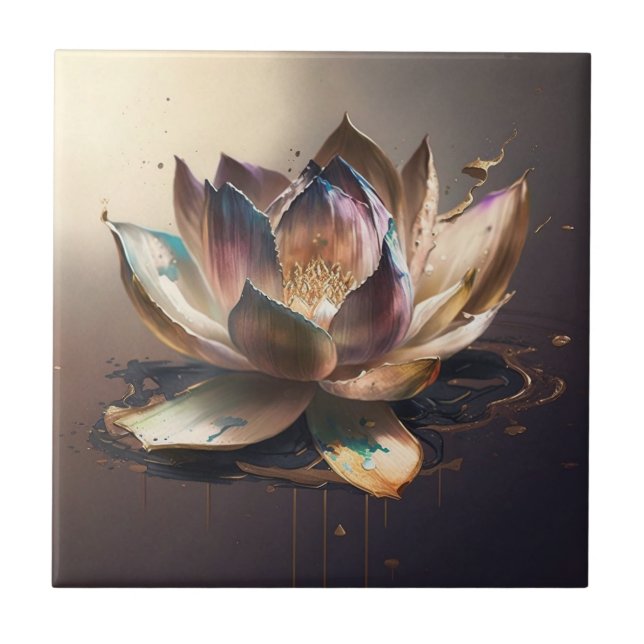 Lotus Ceramic Tile - delikat och graciös Blommigt Kakelplatta (Framsidan)