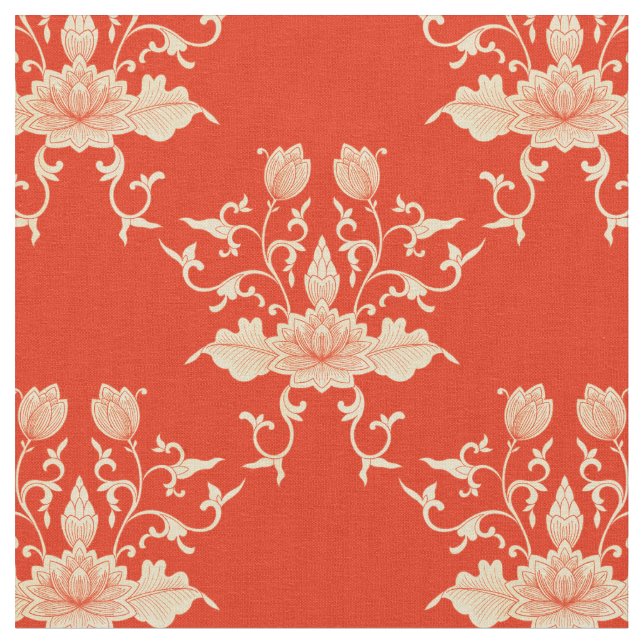 Lotus | Chinoiserie Blommigt Stil Tyg (Närbild)