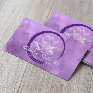 Lotus Circle Brushstroke Yoga Hälsa Lila Visitkort