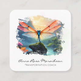 *~* Lotus Colorful Lily Abstrakt Dragonfly QR Fyrkantigt Visitkort