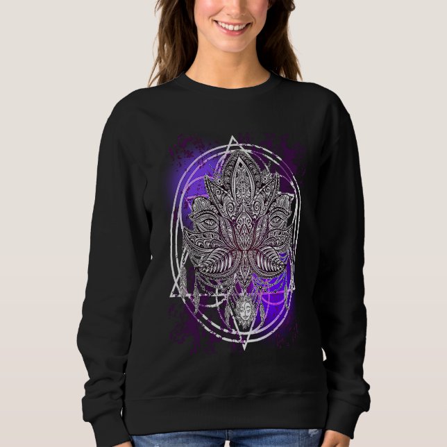 Lotus Crystals Zen Flower Of Life Hippie Sacred Ge T Shirt (Framsida)