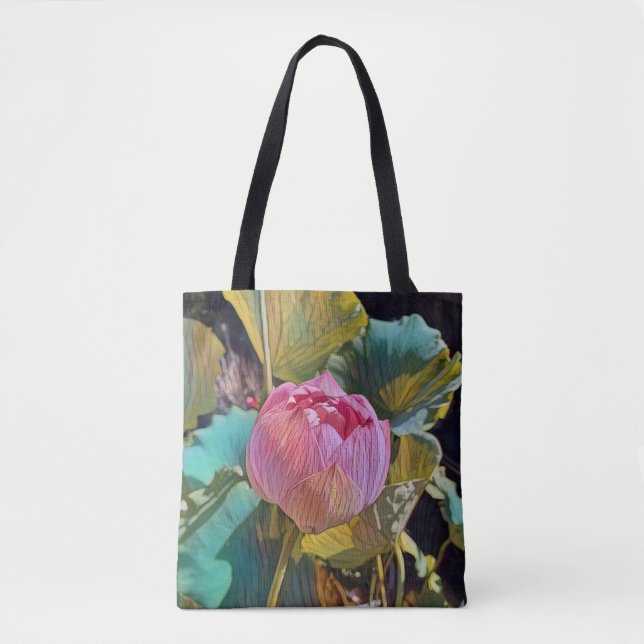 'Lotus Delight' - Tote Bag Tygkasse (Framsida)