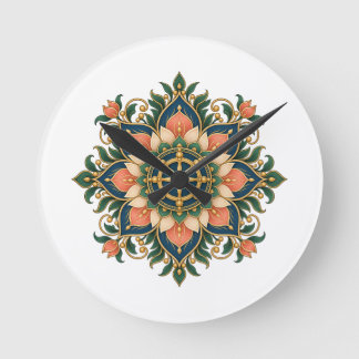 Lotus Dharma-hjulet Mandala Meditation Clock Rund Klocka