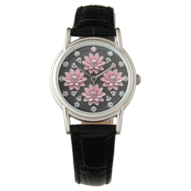 Lotus Elegance: A Symphony of Luxury and Beauty Armbandsur (Framsida)