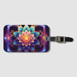 Lotus Emblem - Vibrant Geometric Floral Abstract Bagagebricka