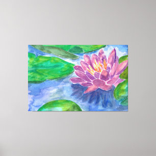 Lotus Flower and Grönt Plants Canvastryck