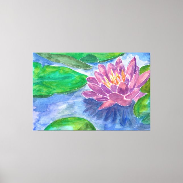 Lotus Flower and Grönt Plants Canvastryck (Framsida)