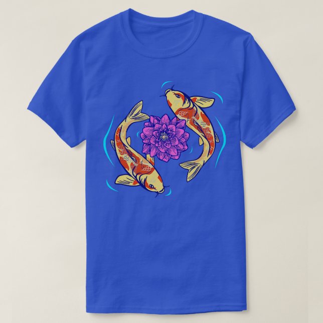 Lotus Flower and Koi Fishes T Shirt (Design framsida)