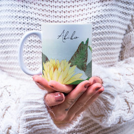 Lotus Flower Antique japansk Fine Art Script Namn Kaffemugg