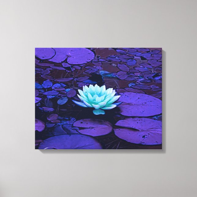 Lotus Flower Art Magic Färg Turcos Lila Canvastryck (Framsida)