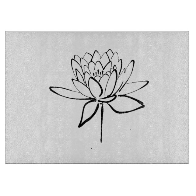 Lotus Flower Black and White Bläck Teckning Art (Framsidan)