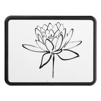 Lotus Flower Black and White Bläck Teckning Art Dragkroksskydd