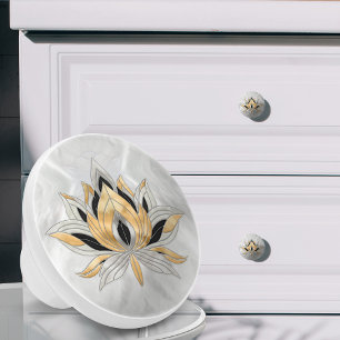 Lotus Flower - Black, Pearl och Guld Knopp