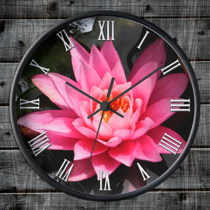 Lotus Flower blommar, Meditation, Blommigt Clock Rund Klocka