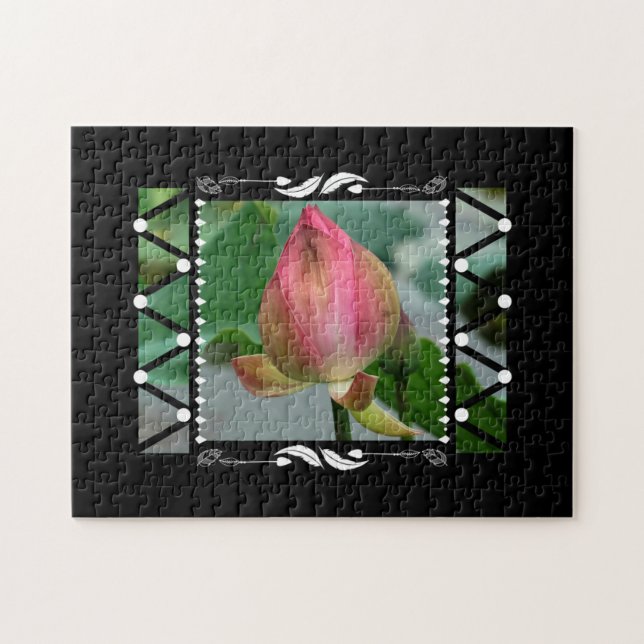 Lotus Flower Blommigt Geometric Pussel (Horisontell)