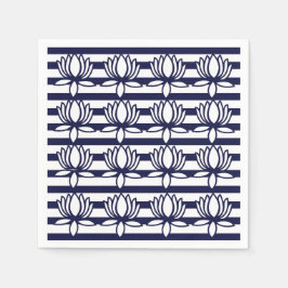 Lotus Flower Blommigt Rand Mönster Pappersservett