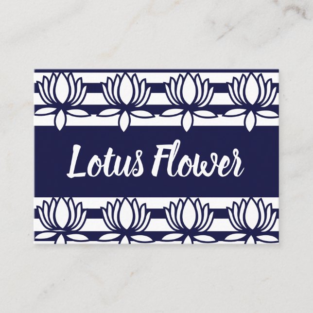 Lotus Flower Blommigt Rand Mönster Visitkort (Framsida)
