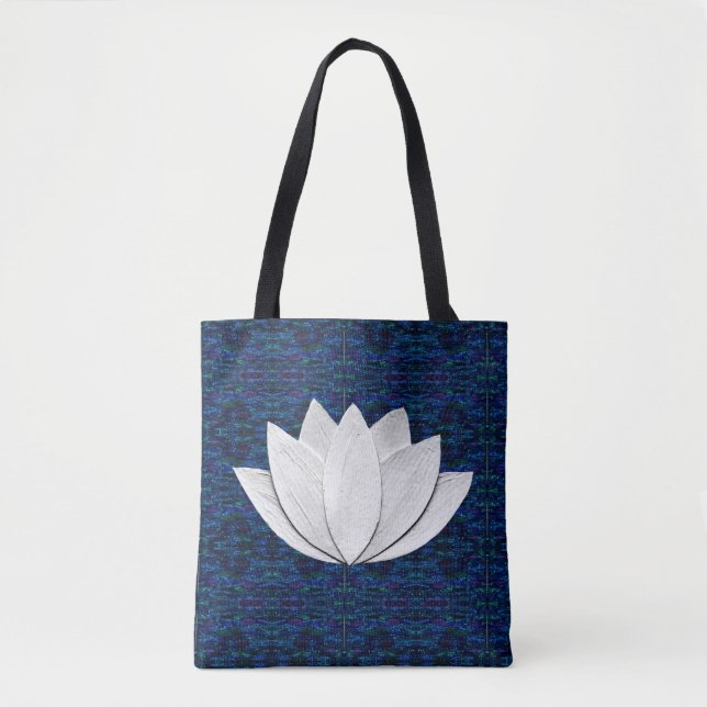 Lotus Flower Blue Galaxy Tote Bag Tygkasse (Framsida)