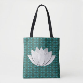 Lotus Flower Blue Grönt Galaxy Tote Bag Tygkasse
