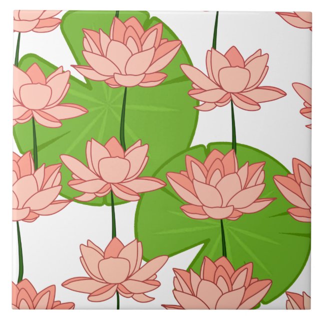 Lotus Flower Ceramic Tile Kakelplatta (Framsidan)