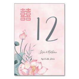 Lotus Flower Chinese Bröllop Bordsnummer