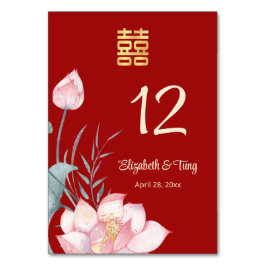 Lotus Flower Chinese Bröllop Bordsnummer