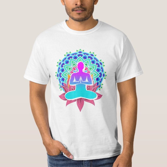 Lotus Flower Colorful Mandala T Shirt (Framsida)
