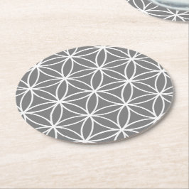 Lotus Flower Design för grått och vit grafik Underlägg Papper Rund