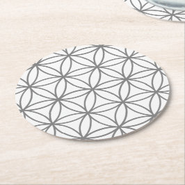 Lotus Flower Design för grått och vit grafik Underlägg Papper Rund