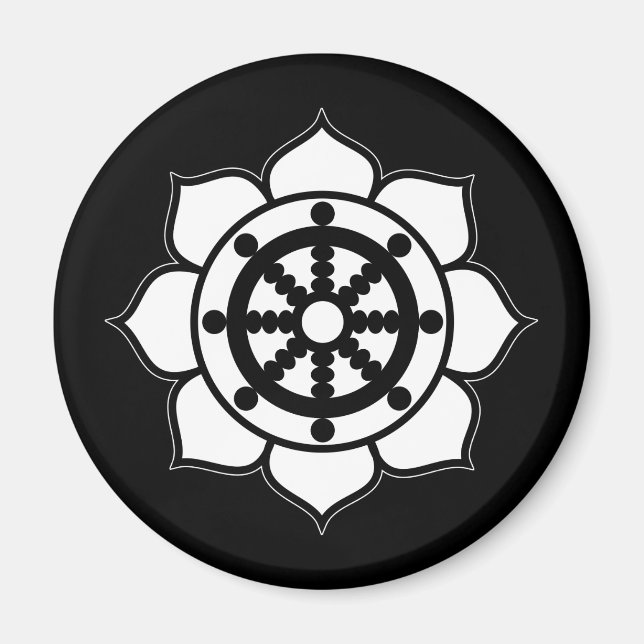 Lotus Flower Dharma Wheel Magnet (Framsidan)