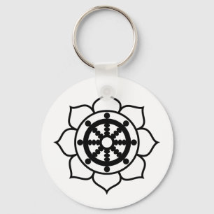 Lotus Flower Dharma Wheel Nyckelring