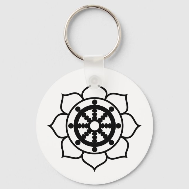 Lotus Flower Dharma Wheel Nyckelring (Framsida)