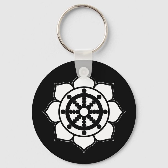 Lotus Flower Dharma Wheel Nyckelring (Framsida)