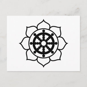 Lotus Flower Dharma Wheel Vykort