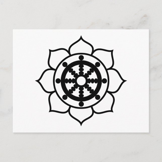 Lotus Flower Dharma Wheel Vykort (Framsida)