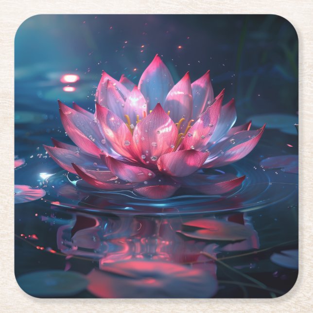 Lotus Flower Digital Art Underlägg Papper Kvadrat (Framsidan)