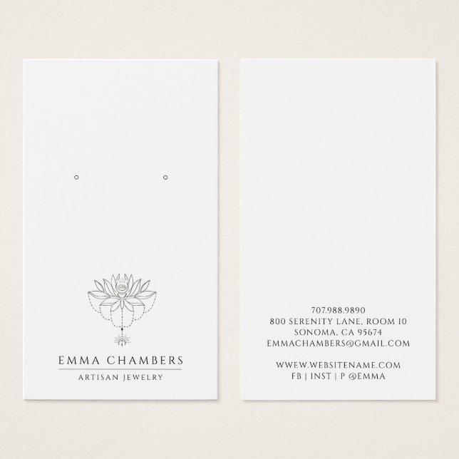 Lotus Flower Earring Jewelry Visning Cards Visitkort (Framsida & baksida)