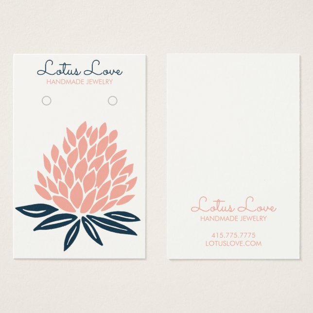 Lotus Flower Earring Necklace Jewelry Visning Card Visitkort (Framsida & baksida)